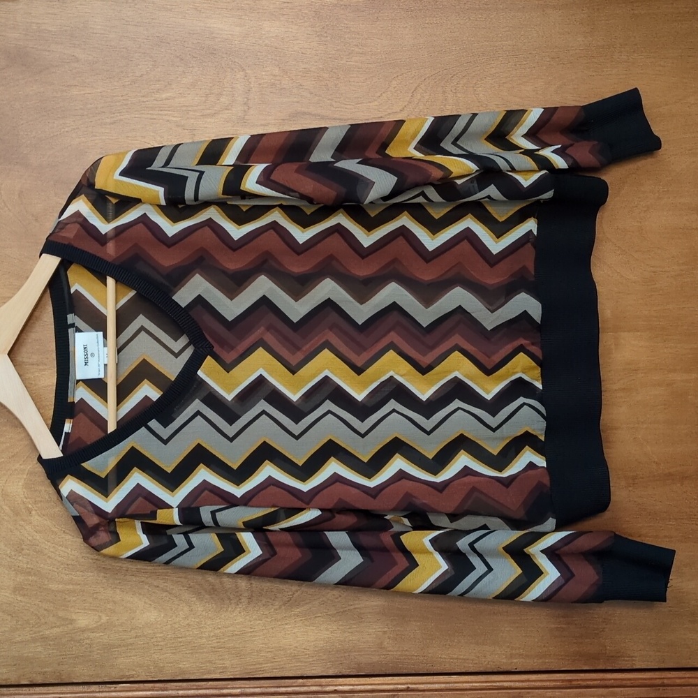 Missoni Chevron Pattern Sheer Blouse Size M